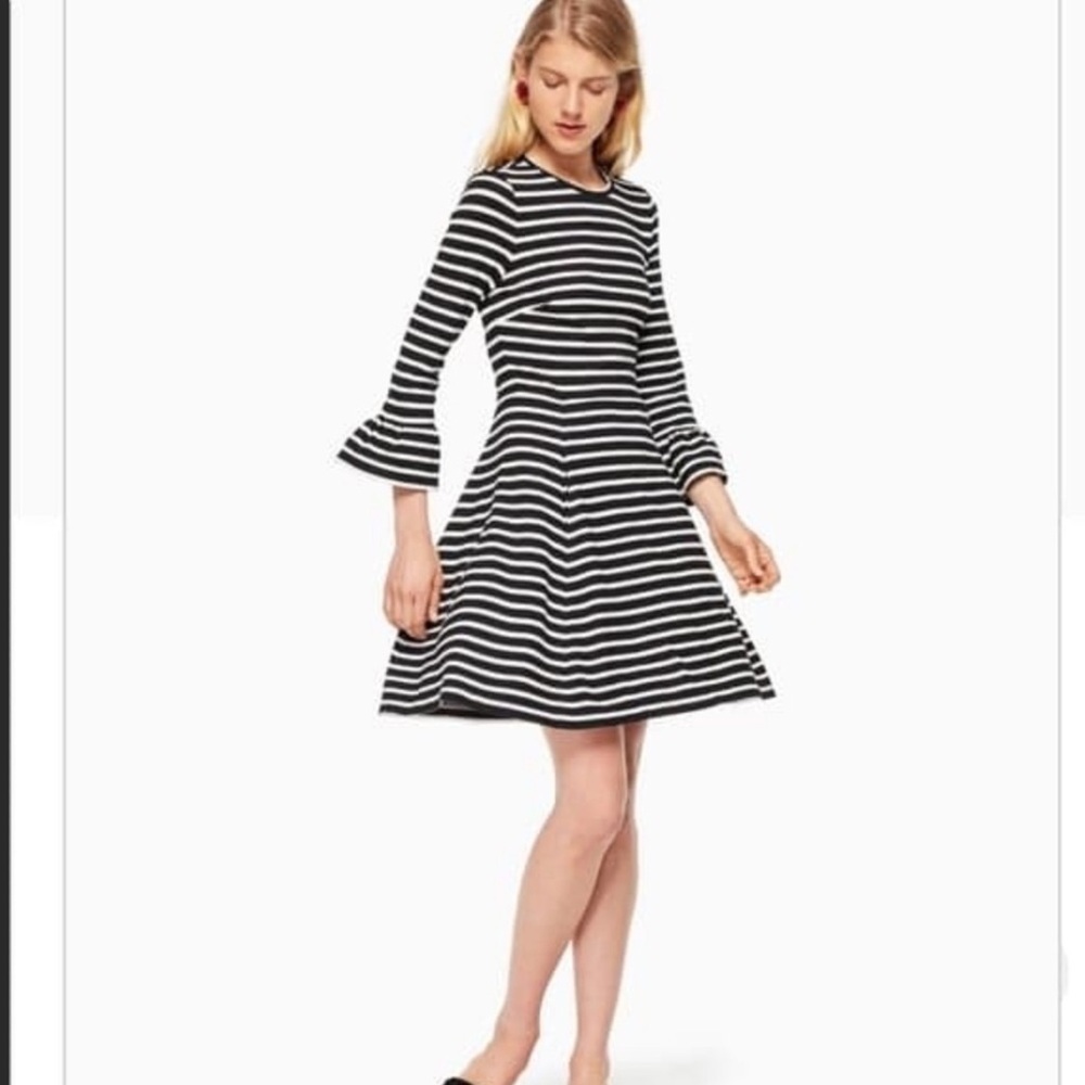 KATE SPADE Broome Street Striped Bell Sleeves dress women’s size XS